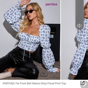 ISO!!!!! SHEIN Parthea front tie bell sleeve ditsy floral print top